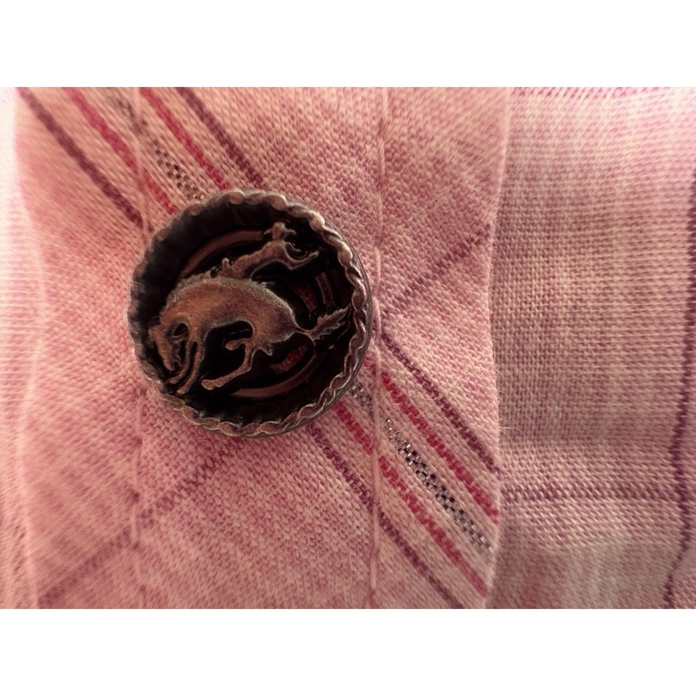 Ariat Real Rachel Bronco Snap Button Front Long Sleeve Western Pink Plaid Small - Picture 9 of 14